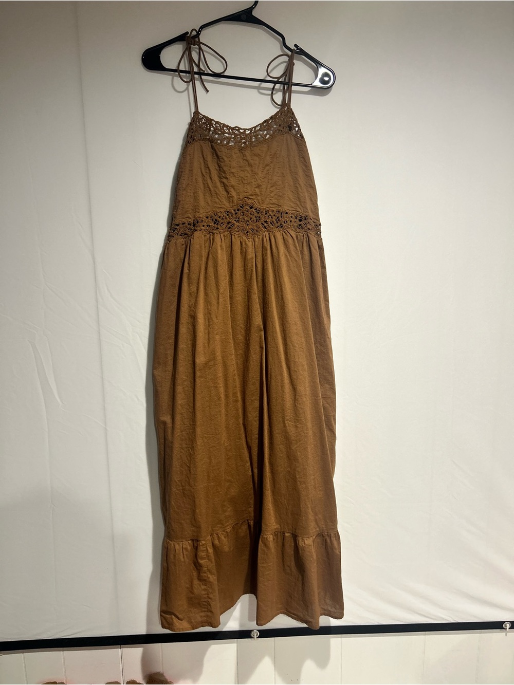 Universal Thread Brown Crochet-Trim Maxi Dress